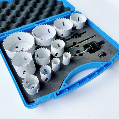 China JINNUO Plywood MACHINES 15 Piece Bimetal Hole Saw Kit Hole Saw Set with Case for sale