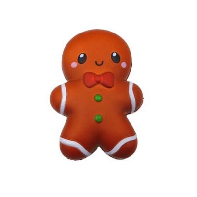 China Promotional Squishy PU Toy Christmas Gifts Custom The Gingerbread Man Slow Rising PU Stress Reliever for sale