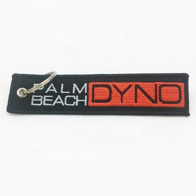 China Custom Twill Fabric Embroidery Twill Key Chain, Embroidery Key Chain Tag for sale