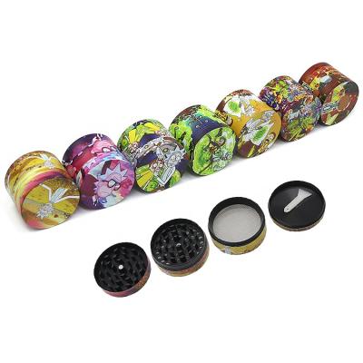 China New Arrival 4 Layers Herb Grinder 40mm Clear Metal Top Cartoon Aluminum Creative Model Smoking Tobacco Accessory Herb Weed Grinder for sale