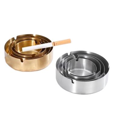 China Customized Stainless Steel Ash Ashtray Tray Suitable Stainless Steel Logo Cigar Ashtray Tabletop Round For Home Or Office Use for sale