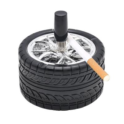 China New Originality Car Gloss Car Tire Press Ashtray Colorful Rotary Metal Ash Tray Ashtray With Lids Fashion Smokeless Home Send Friend Gift for sale