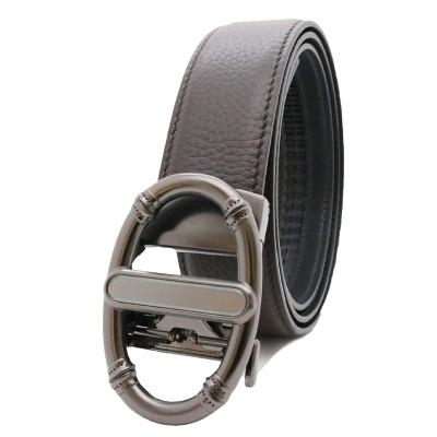 China Hot Sale Fashion.Casual.Business Cowhide Ratchet Waist Male Automatic Buckle Belt Black Checkered Men Leather Trim Belts for sale