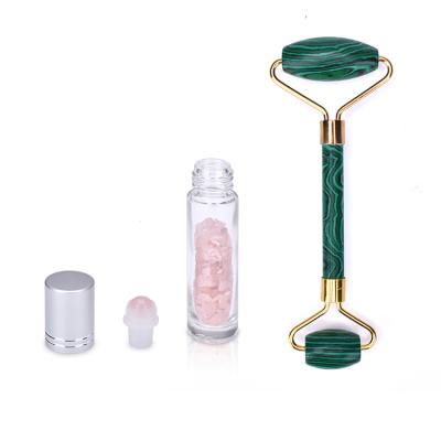 China Portable Wholesale Natural Semi-precious Jade Roller With Essential Oil Roller Bottle Massage Set for sale