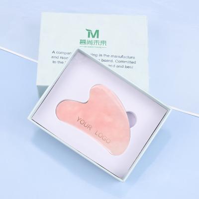 China Portable/Cool/Comfortable/Double Rose Quartz Gua Sha Roller Massage Tool Kit Jade Stone Wholesale Natural Heart Shape Rose Face Massager for sale