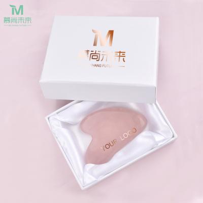 China Portable/Cool/Comfortable/Double Rollers Wholesale Natural Jade Stone Heart Shape Rose Quartz Gua Sha Massage Tool Kit. Support customization for sale