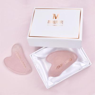 China Custom Made Pink Jade Rose Quartz Roller Guasha Scraping de sha de gua portable/cool/comfortable/double rollers for face beauty massager for sale