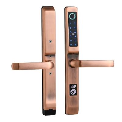 China School/home/office door hotel fingerprint keyless door handle electronic lock design new waterproof and high security bridge broken door lock for sale