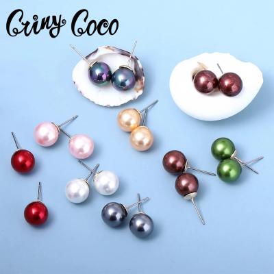 China Samoan Colorful Pearl Cocos Cring Stud Hawaiian Boho Earrings Wholesale Polynesian Simple Hawaiian Jewelry for sale