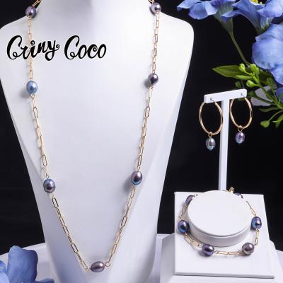 China Cring Cocos Earrings Hawaiian Samoan Sets Drop Accessories Black Polynesian Necklace Wholesale Hawaiian Freshwater Pearl Jewelry Set for sale