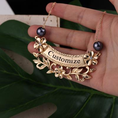 China Hawaiian Cring Cocos Personalized Name Plate Polynesia Jewelry Gold Filled Hawaiian Jewelry Wholesale Custom Name Necklaces for sale