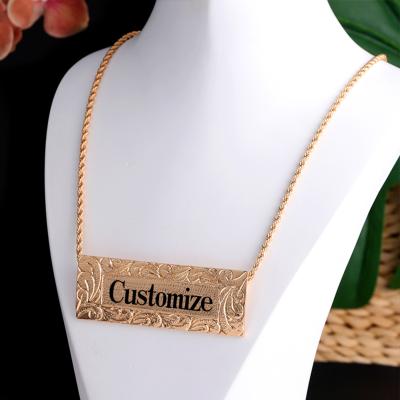 China Cring Hawaiian Cocos Personalized Name Plate Polynesia Jewelry Wholesale 14k Gold Filled Hawaiian Pendant Jewelry Custom Name Necklaces for sale