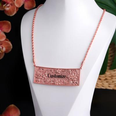 China Cocos Hawaiian Samoan Jewelry Hawaiian Cring Custom Polynesian Personalized Hawaiian Guam Nameplate Necklace Plumeria Rubra Flower for sale