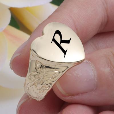 China Cocos de Cring New Hawaiian Gold Plated Rings Enamel Big Samoan Letter A Since C Polynesian Jewelry Custom Name Hawaiian Rings for sale