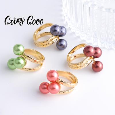 China Cocos de Cring Hawaiian Pearl Rings New Gold Plated Gray Red Black Hawaiian Jewelry Rings Wholesale Gifts PolynesianJewelry for sale