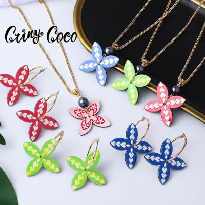 China New Jewelry Color Butterfly Acrylic Cocos Cring Circle Boho Hawaiian Earring Polynesian Hawaiian Samoan Wholesale Earrings for sale