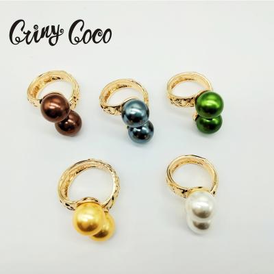 China Cring Hawaiian Cocos Colored Gold Plated Green Red Black Bead Adjustable Bead Enamel Jewelry Big Bead Rings Hawaiian Rings for sale