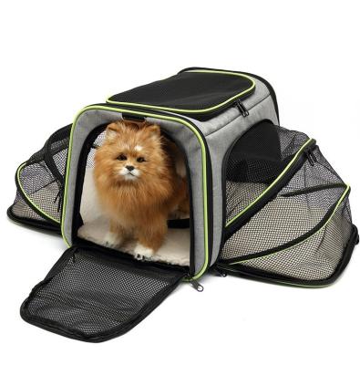 China Breathable Outdoor Foldable Portable Carrier Cage Expandable Pet Travel Dog Carrier Shoulder Bag Dog Carrying Case Pet Carrier Bag for sale