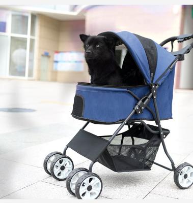 China Viable Luxury Pet Travel Stroller 4 Wheels Dog Cage Cat Jogger Small Pet Carrier Folding Pet Trolley Dog Show Stroller Carrier for sale