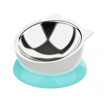 China Fashion Design Sustainable Pet Food Bowl Titlted Cat Food and Anti-Slip Water Feeder Stainless Steel Pet Food Bowl for Dog and Cat for sale