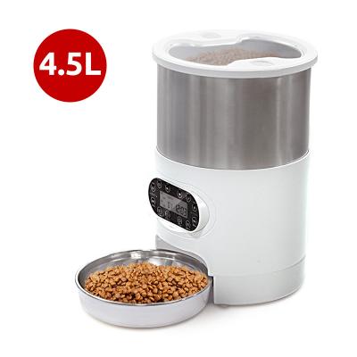 China Automatic Pet Smart Automatic Feeder 4.5L Timed Cat Dry Food Dispenser Voice Recorder IR Sensor Stainless Steel Automatic Dog Food Feeder for sale