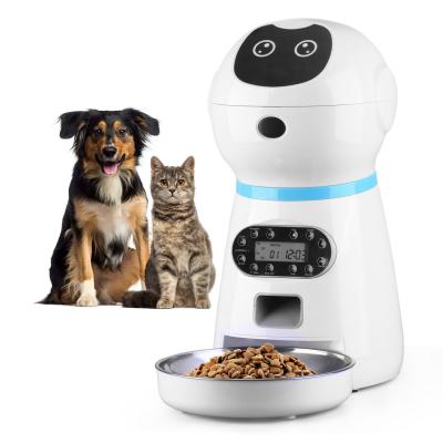 China Cat Food Dispenser Intelligent Voice Automatic Pet Cat Feeder 3.5L Synchronized Recorder and Automatic IR Sensor Dog Feeder for sale