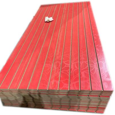 China China export moisture proof grooved slot mdf board with aliumium bars inserted slatted wall panel for display for sale