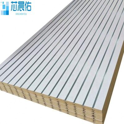 China Moisture Proof Supermarket Used 15mm/16mm/18mm Strips Wall Panels Melamine MDF Aluminum Slot BoardSlat for sale