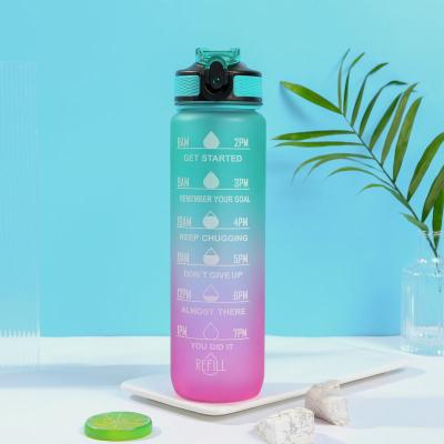 China Fashionable Gradient Color Frosted Plastic Sports Water Bottle 750ml Cycling Water Bottles Custom Keep Yourself Hydrated Lightweight Durable for sale