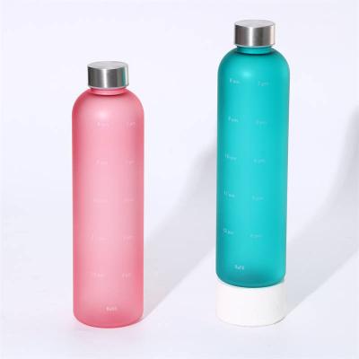 China Stylish Gradient Outdoor Large Capacity Sports Frosted Plastic Water Bottle 1 Litre 1000ml Drink Bottle Bpa Free Safe With Copper Lid for sale