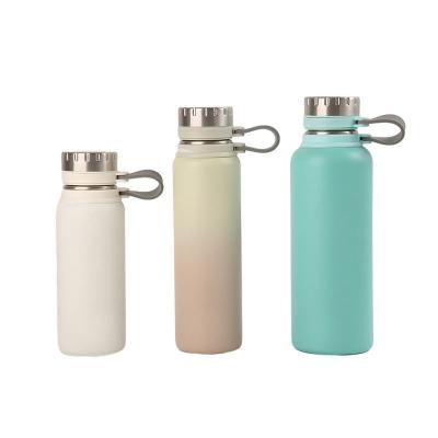 China 500/700/1000ml  Stainless Steel Water Bottle 1 Litre Silicone Strap Portable Sport Double Wall Stainless Steel Vacuum Insulated Water Bottle for sale