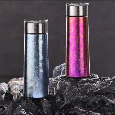 China Portable Elegant Ultralight Metal Water Bottle Titanium Explorer Flask Hammered Finish 360ml Adventure Water Bottle  Superior Corrosion Resistance for sale