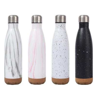 China Cola Shaped Double Wall Vacuum Insulated Stainless Steel Water Bottle 500ML Custom Metal Water Bottles With Cork Bottom For Sports for sale