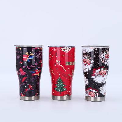 China Simple Modern Leakproof Lid Double Wall Insulated Stainless Steel Christmas Tumbler 900ml Coffee Mug With Handle For Outdoors Sport Unique Curve Design for sale