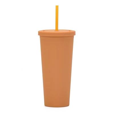 China 450ml 650ml 22oz Plastic Travel Tumbler With Straw And Lid 6 Vibrant Colors Reusable Plastic Coffee Tumbler Eco Friendly Customized Acceptable for sale