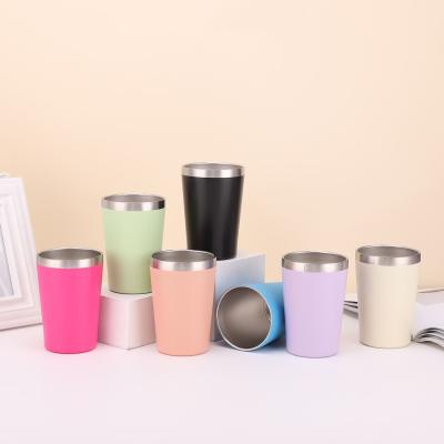 China 8oz/12oz Customized Double Wall Stainless Steel Mug Stainless Steel Vacuum Insulated Tumbler With Plastic Bpa Free Lid Easy To Clean for sale