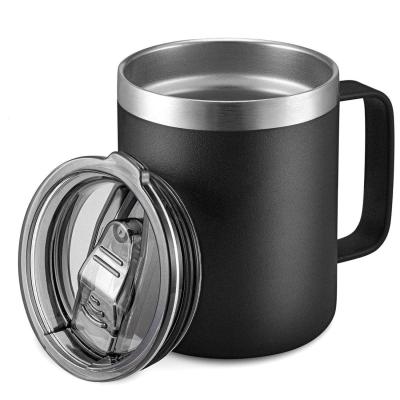 China Custom Outdoor Coffee Cup Vacuum Geïsoleerde Camping Mug Met Deksel Dubbellaag Roestvrijstalen Reisbeker Te koop