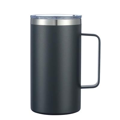 China 12oz roestvrij staal geïsoleerde koffiebeker met handvat dubbele wand vacuüm reisbeker tumbler beker met schuifdeksel marine Te koop