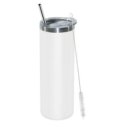 China 20 oz de acero inoxidable de doble pared vacío aislado tumblers con tapa y paja para bebidas calientes y frías blanco en venta