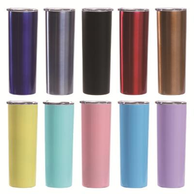 Cina 20 Oz Skinny Sublimation Blanks Stainless Steel Skinny Tumbler con coperchio e paglia Double Wall Vacuum Isolated Sublimation Tumblers in vendita