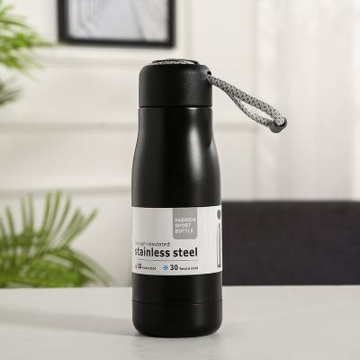 Cina Bottiglie d'acqua con coperchio portatile,Flasca termica idroisolante per bevande calde o fredde 350ml Metallo in acciaio inossidabile Bottiglia d'acqua riutilizzabile per bambini, adulti, nera di mezzanotte in vendita