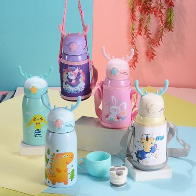 China Toddlers And Kids Water Bottle With Straw - Thermos, BPA-Free, 500ml/16oz, Vacuum Insulated, Reusable, Leak-Proof, With Handle/Strap Lid, Perfect For Girls/Boys, Sports for sale