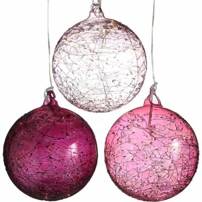 China New Design New Design LED Christmas Ball Jiaxing Hongyue Glass Ball With LED Light Chain for sale