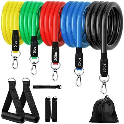 China Fitness Equipment Fitness Body Pull Up Belt Resistance Bands 11PC Set, Home Fitness Resistance Bands Exercise Elastic Pull Ropes For Indoor Strength Training for sale