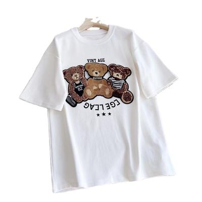 China High Street QUICK DRY T-shirt Bear Pattern Summer Fashion Casual Shirts Dress For Muslim Women In Cotton for sale