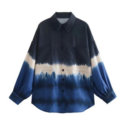 China Breathable High Quality Tie Dye Sleeve Loose Women Islamic Casual Maxi Shirts Long Sleeve Long Sleeve for sale