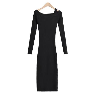 China Anti-Static Women Black Sexy Skinny Elegant Party Knit Lady High Fashion Long Maxi Body Con Dress Clothes for sale