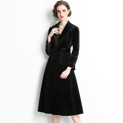 China Anti-Static Ladies Celebrities In Church Formal Women'S Anti-Wrinkle Autumn And Winter Long Sleeves Peplum Dress for sale