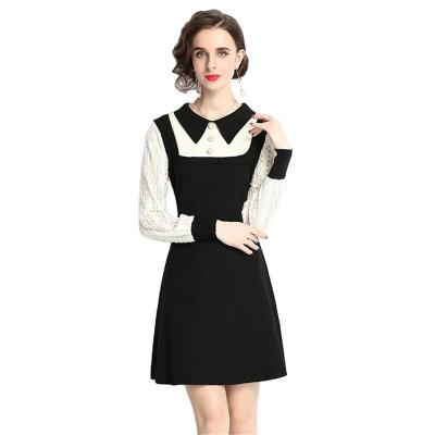 China Vintage Anti-static Elegant Design A Line Loose Long Sleeve Clothes Lace Casual Women Sexy Birthday Dress for sale