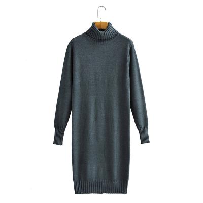 China 2021 New Fashion Good Quality Winter Solid Color Anti-Static Singlet Plain Long Knit Sweater Dress For Women for sale